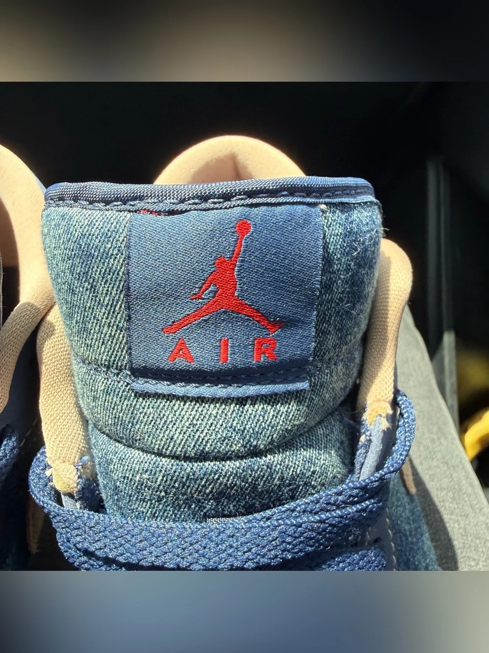 Air Jordan Low Top Sneakers in Denim Blue and tan suede size 11.5